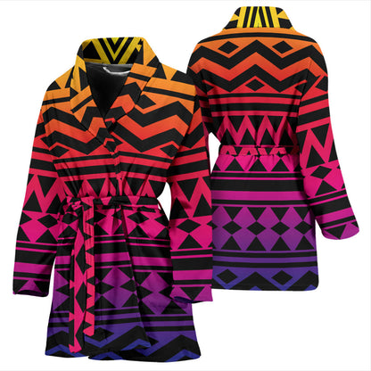 Rainbow Tribal Pattern Print Design A02 Women Bathrobe