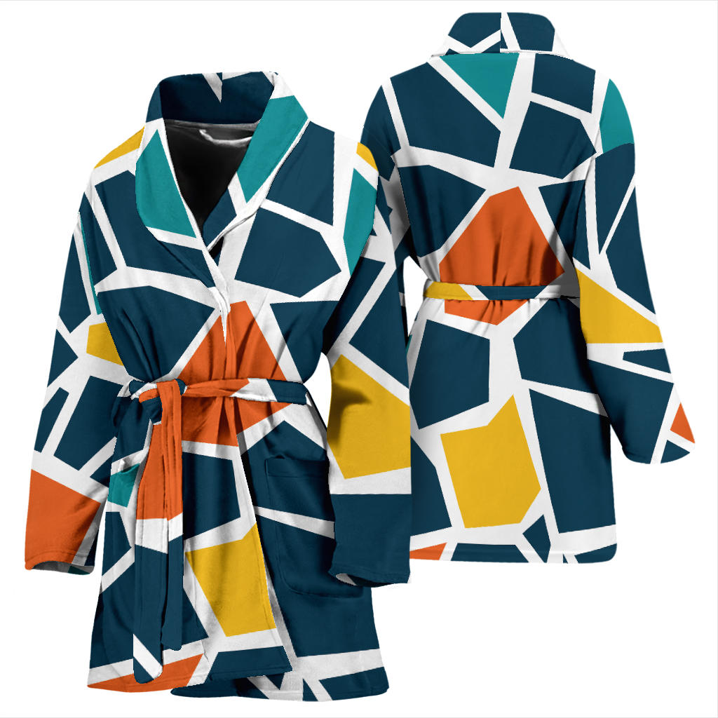 Mosaic Pattern Print Design 02 Women Bathrobe