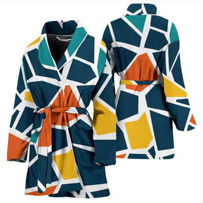 Mosaic Pattern Print Design 02 Women Bathrobe