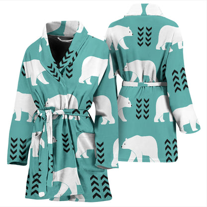 Polar Bear Pattern Print Design A05 Women Bathrobe