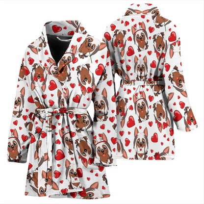 Silky Terriers Heart Print Design LKS302 Women Bathrobe