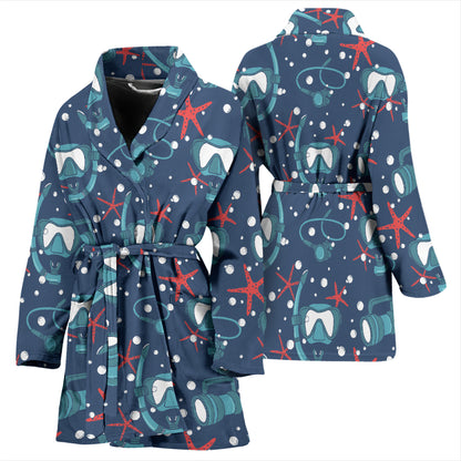 Scuba Equipment Print Design LKS302 Women Bathrobe