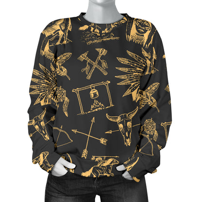 American indian Gold Style Women Long Sleeve Sweatshirt