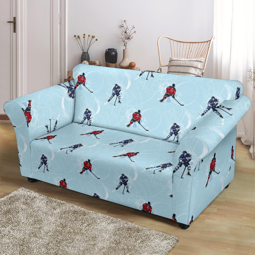 Hockey Player Print Design LKS302 Loveseat Couch Slipcover