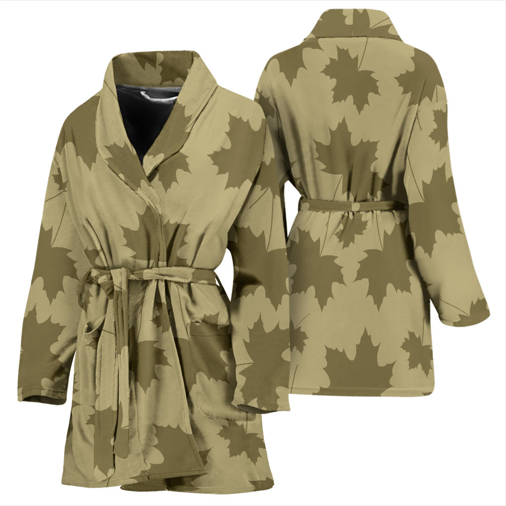 Maple Leaf Pattern Print Design 01 Women Bathrobe