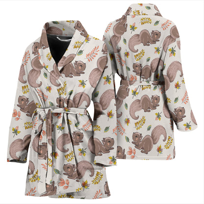 Squirrel Print Design LKS307 Women Bathrobe