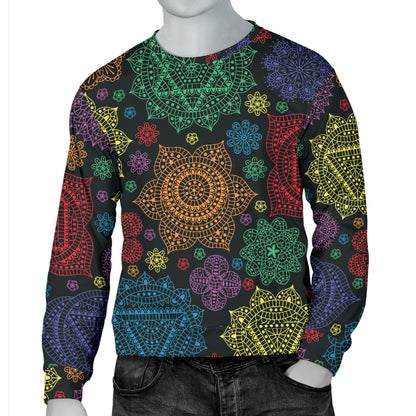 Chakra Mandala Print Pattern Men Long Sleeve Sweatshirt