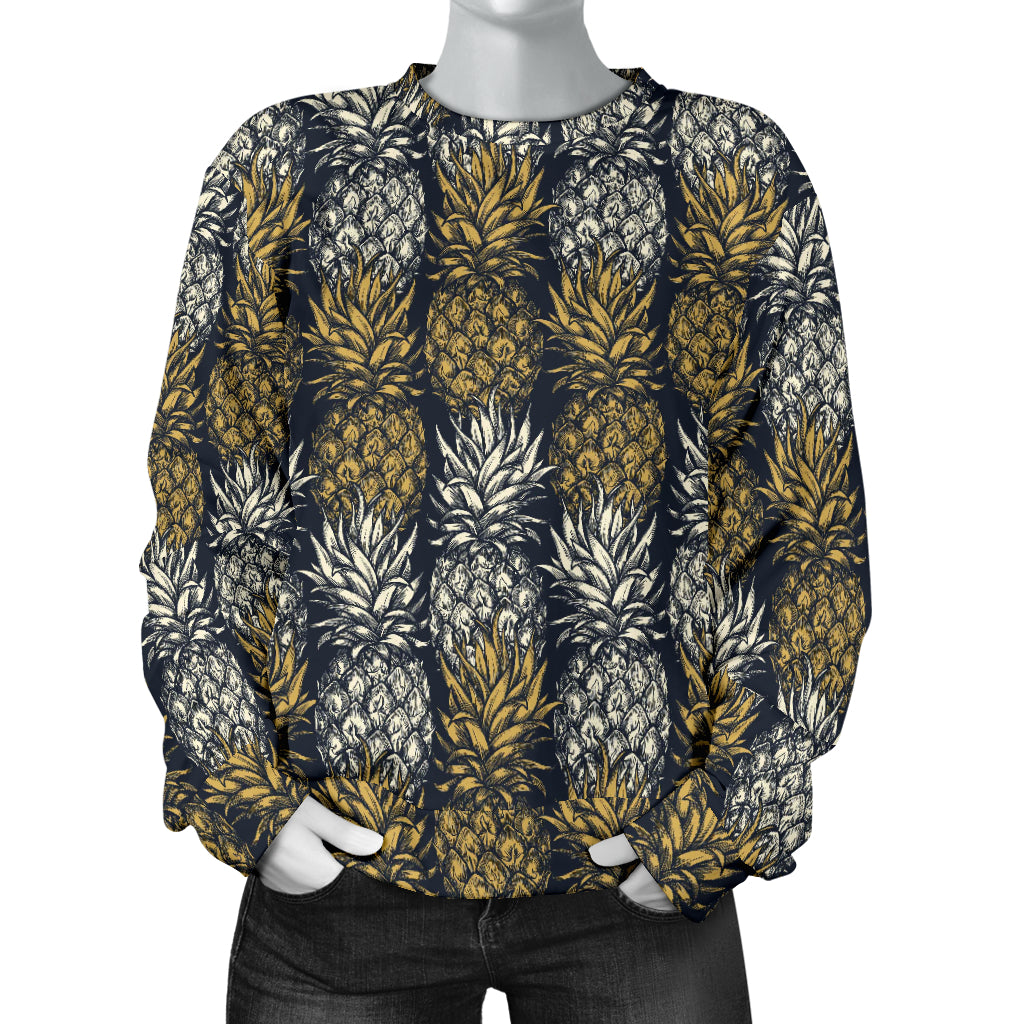 Pineapple Print Design Pattern Women Long Sleeve Sweatshirt