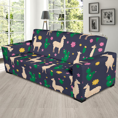 Llama Cactus Pattern Print Design 012 Sofa Slipcover