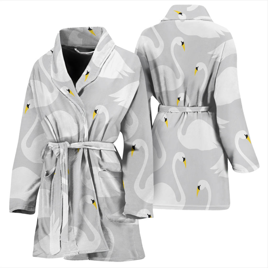 Swan Pattern Print Design 02 Women Bathrobe