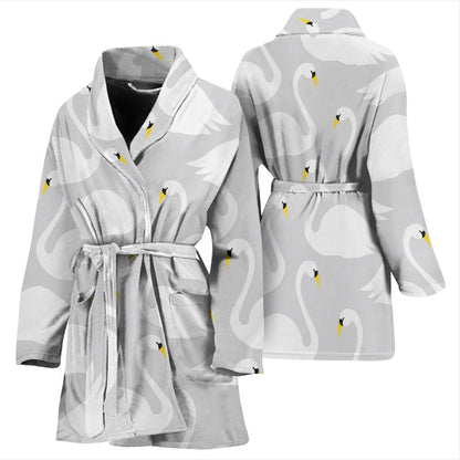 Swan Pattern Print Design 02 Women Bathrobe