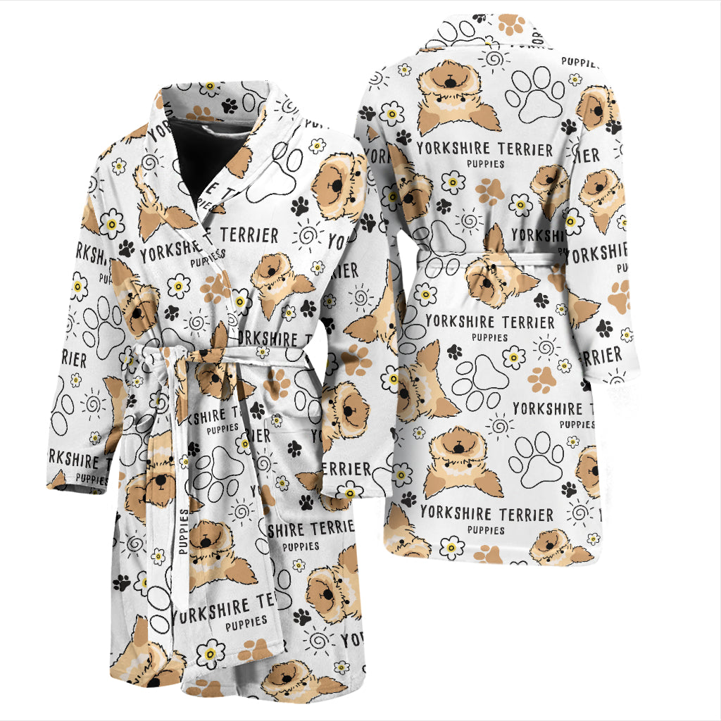 Yorkshire Terriers Print Design LKS308 Men Bathrobe