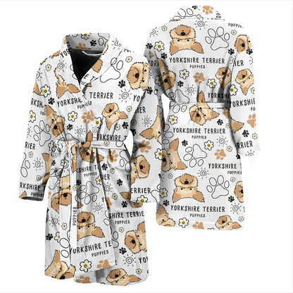 Yorkshire Terriers Print Design LKS308 Men Bathrobe