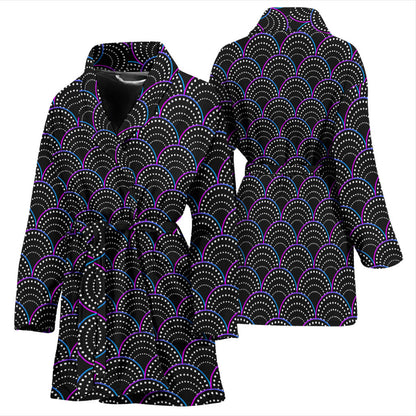Mermaid Pattern Print Design 09 Women Bathrobe
