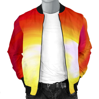Vortex Twist Swirl Flame Themed Men Bomber Jacket