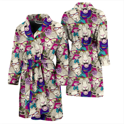 Sheep Print Design LKS403 Men Bathrobe