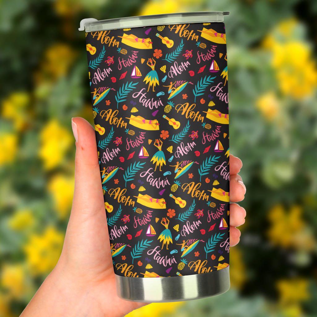 Aloha Hawaii Summer Design Themed Print Tumbler