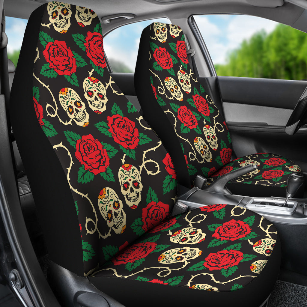Sugar Skull Red Rose Print Design LKS301 Car Seat Covers