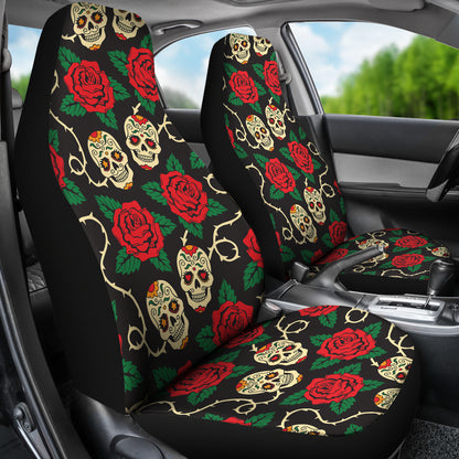 Sugar Skull Red Rose Print Design LKS301 Car Seat Covers