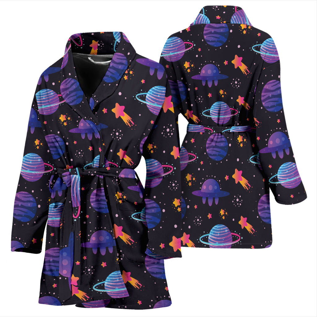 UFO Star Galaxy Print Design LKS308 Women Bathrobe
