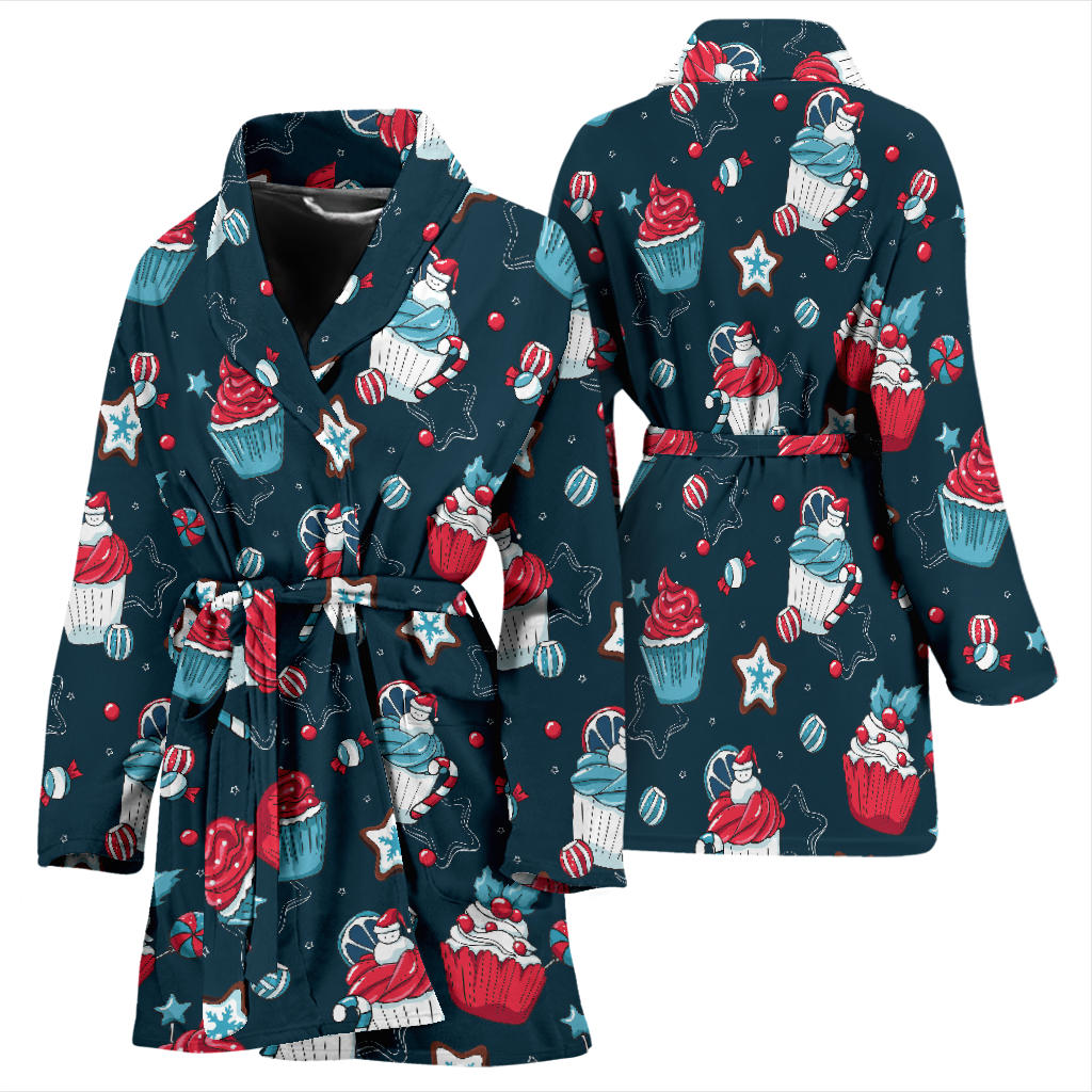 Cupcake Pattern Print Design 03 Women Bathrobe