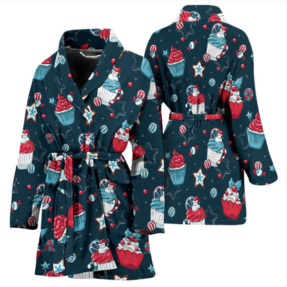 Cupcake Pattern Print Design 03 Women Bathrobe