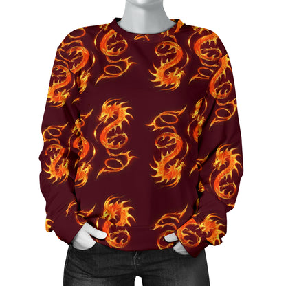 Dragons Fire Design Women Long Sleeve Sweatshirt