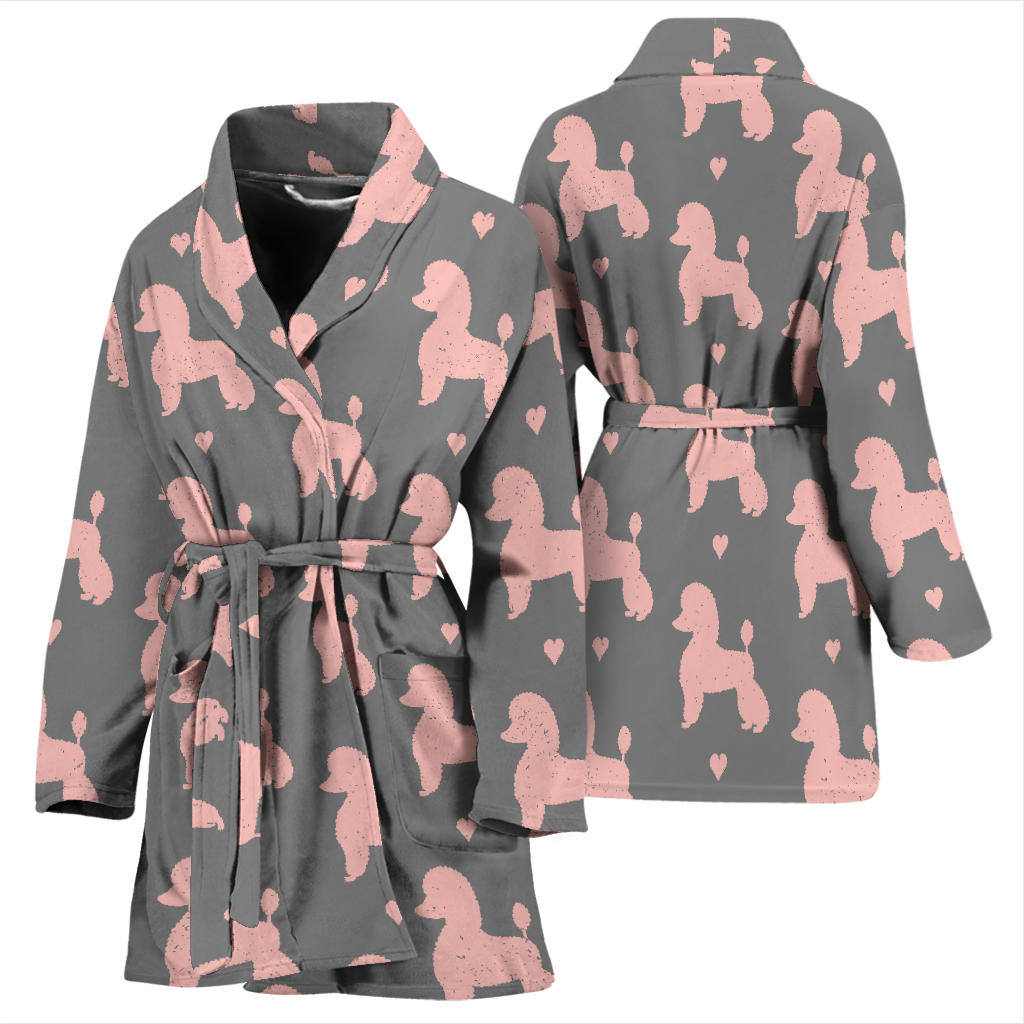 Poodle Pattern Print Design A02 Women Bathrobe