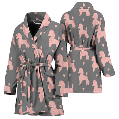 Poodle Pattern Print Design A02 Women Bathrobe