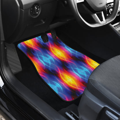 Flame Fire Blue Design Print Car Floor Mats Front Back