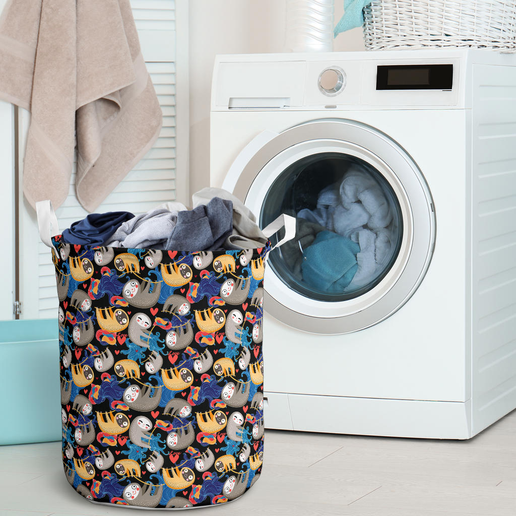Sloth Cartoon Design Themed Print Laundry Basket