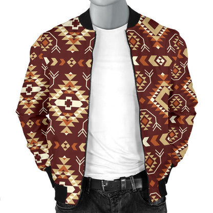 Navajo Native Color Print Pattern Men Bomber Jacket