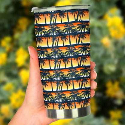 Palm Tree Sunset Design Print Tumbler