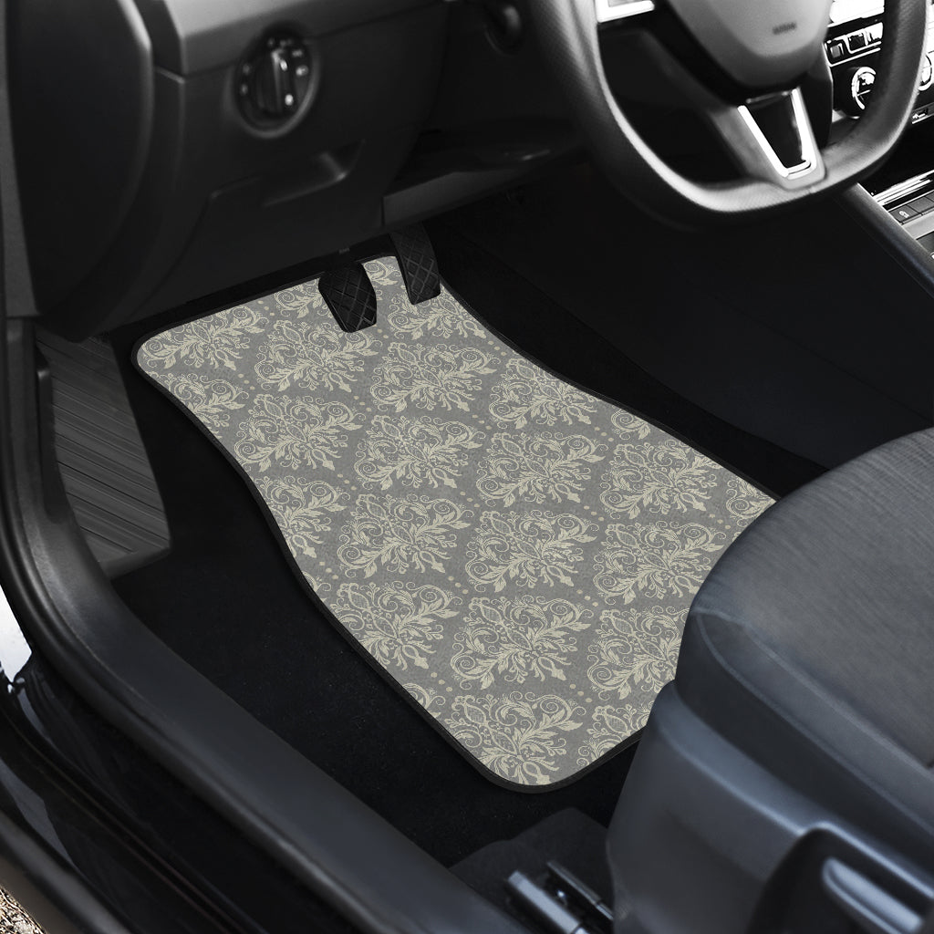 Damask Grey Elegant Print Pattern Car Floor Mats Front Back