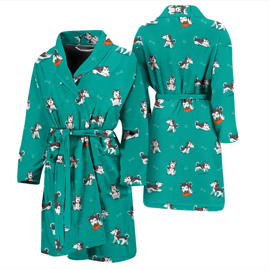 Siberian Huskies Print Design LKS303 Men Bathrobe