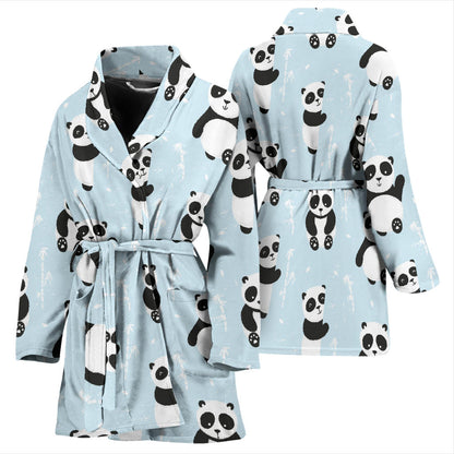 Panda Pattern Print Design A01 Women Bathrobe