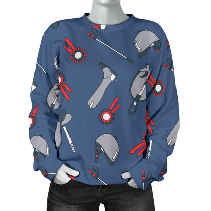 Equestrian Equipment Background Women Long Sleeve Sweatshirt