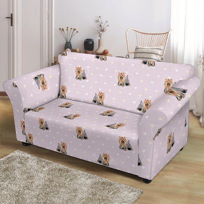 Yorkshire Terriers Print Design LKS302 Loveseat Couch Slipcover