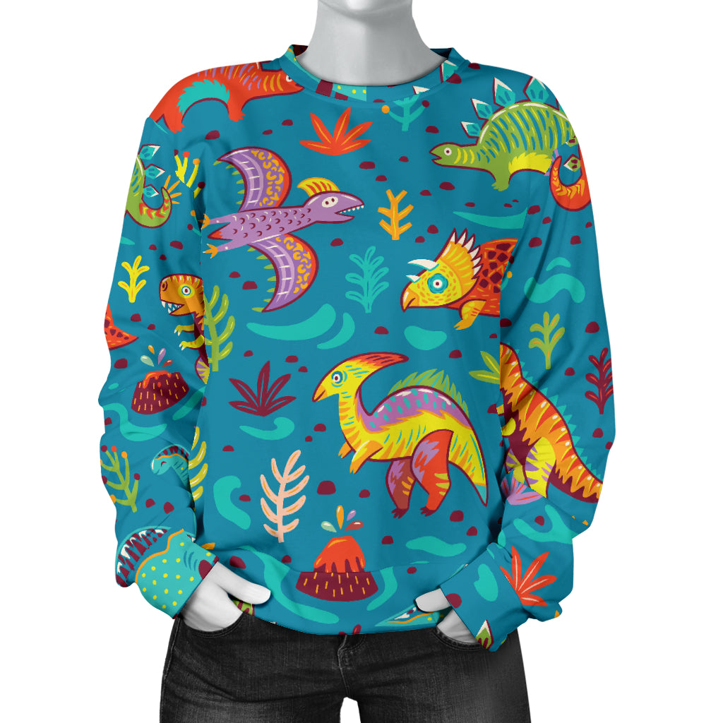 Dinosaur Cartoon Style Women Long Sleeve Sweatshirt