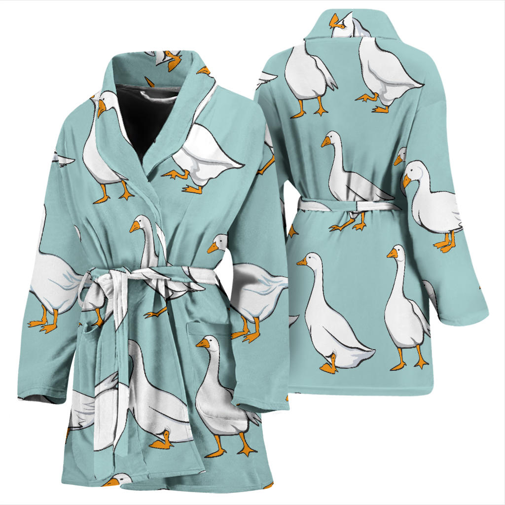 Goose Pattern Print Design 02 Women Bathrobe