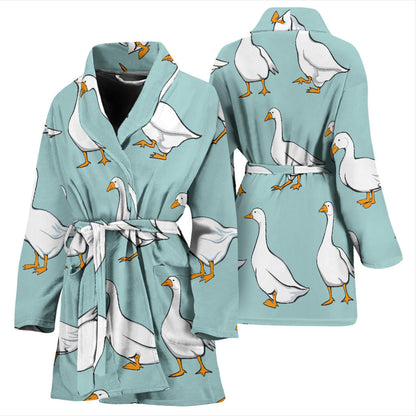 Goose Pattern Print Design 02 Women Bathrobe