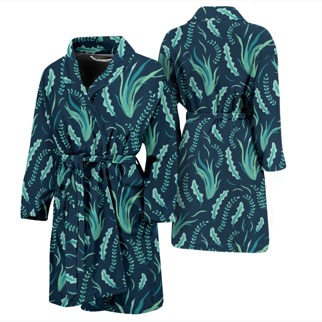 Seaweed Print Design LKS302 Men Bathrobe