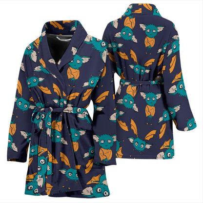Bat Pattern Print Design 07 Women Bathrobe