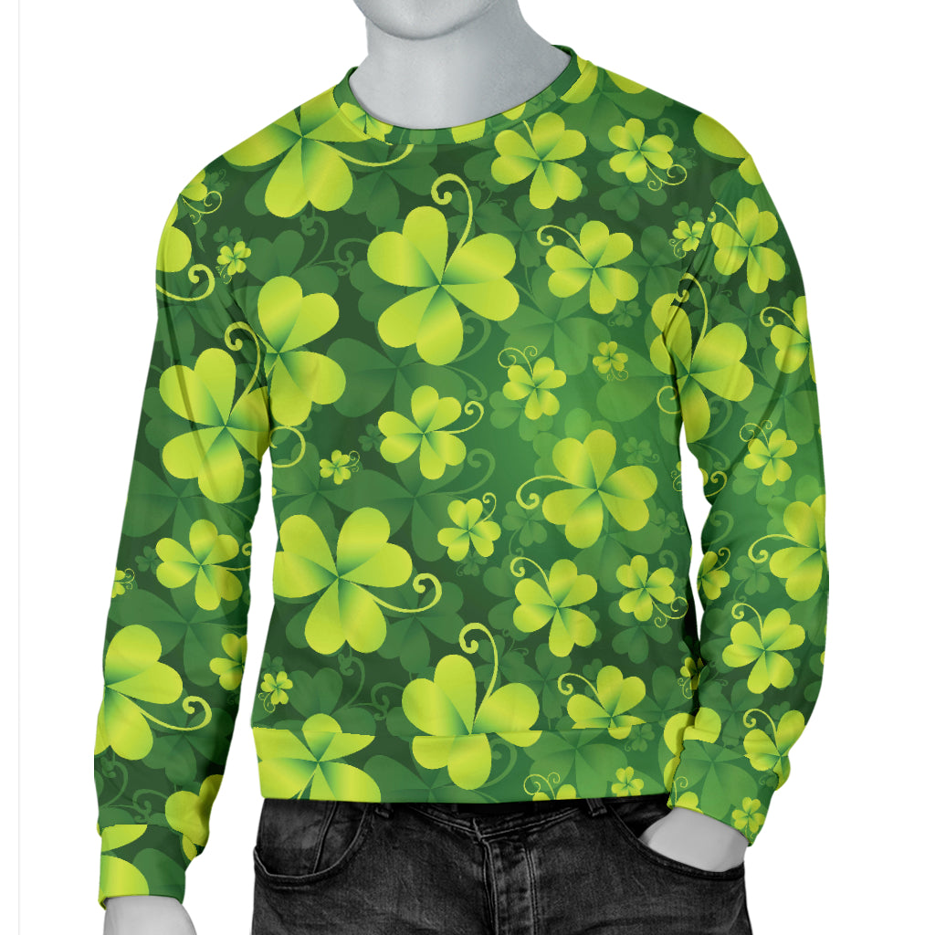 Shamrock Clover Print Men Long Sleeve Sweatshirt