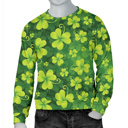 Shamrock Clover Print Men Long Sleeve Sweatshirt