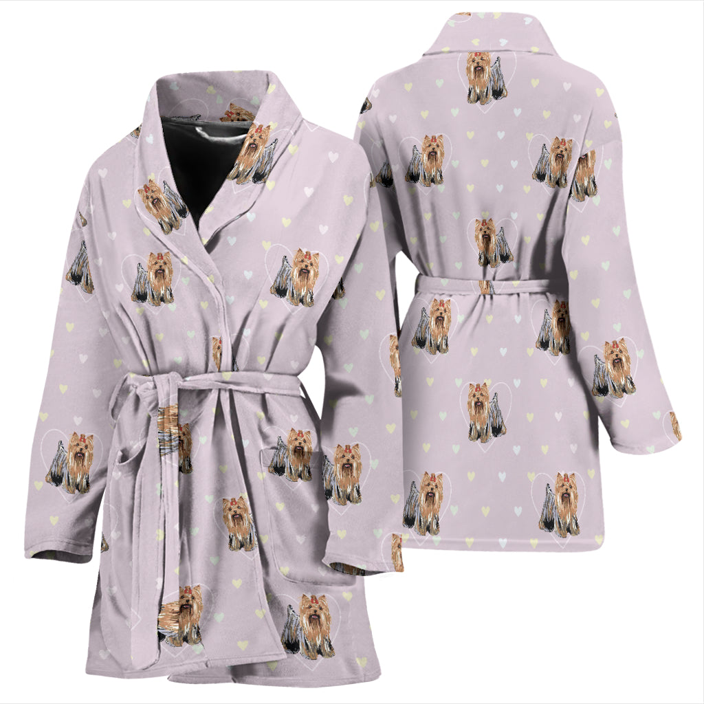 Yorkshire Terriers Print Design LKS302 Women Bathrobe