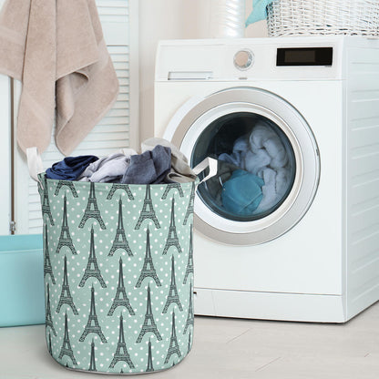 Eiffel Tower Polka Dot Print Laundry Basket