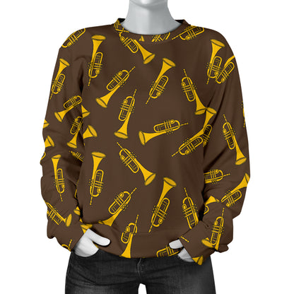 Trumpet Pattern Design Print Women Long Sleeve Sweatshirt