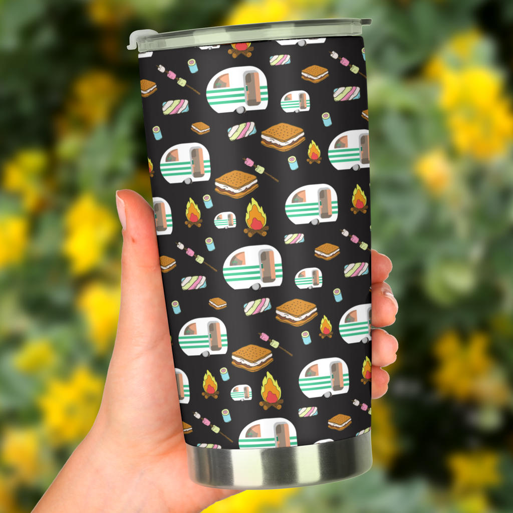Camper marshmallow Camping Design Print Tumbler