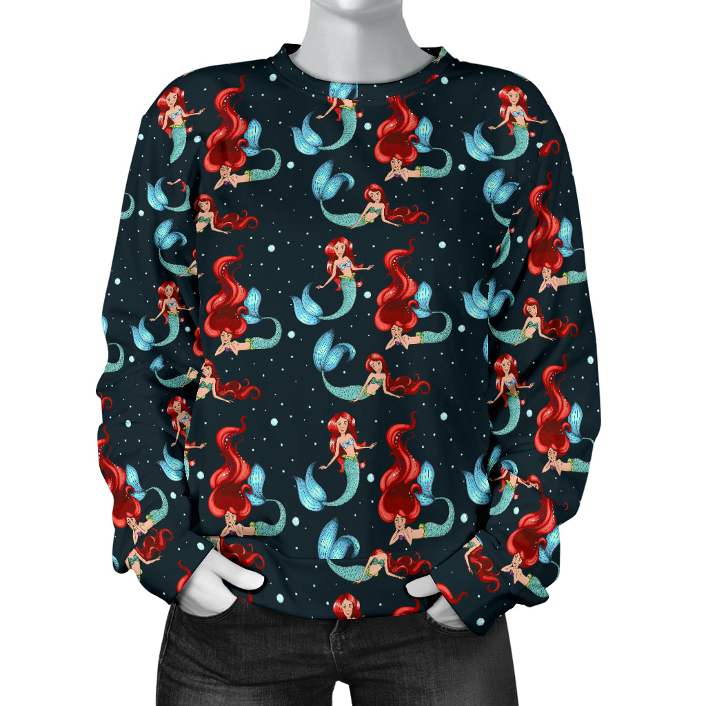 Mermaid Girl Themed Design Print Women Long Sleeve Sweatshirt